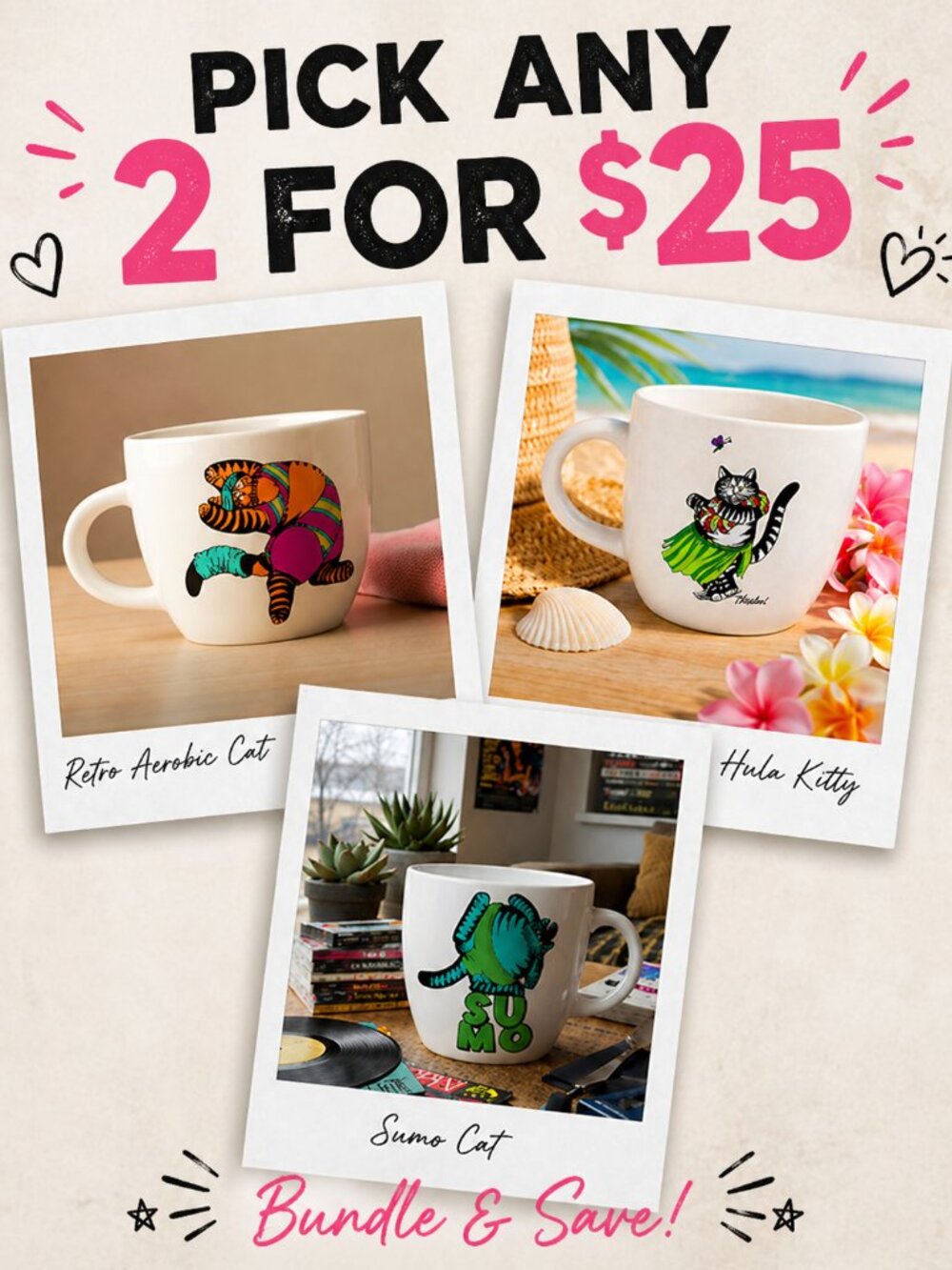 Cat Mug Bundle Deal | Pick Any 2 for $25 Gift